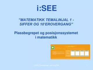 matematikk temalinjal 1 siffer og 10 erovergang plassbegrepet og posisjonssystemet i matematikk