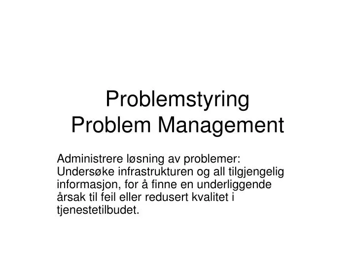 problemstyring problem management