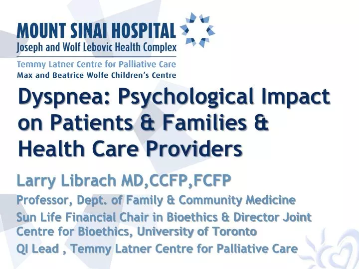 dyspnea psychological impact on patients families health care providers