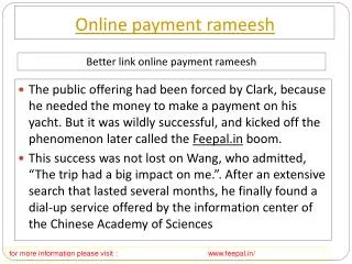 Useful information about online payment rameesh