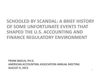 Frank Badua, PH.d. American accounting association annual meeting August 6, 2013