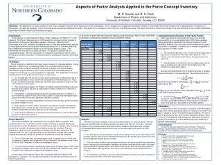 Aspects of Factor Analysis Applied to the Force Concept Inventory