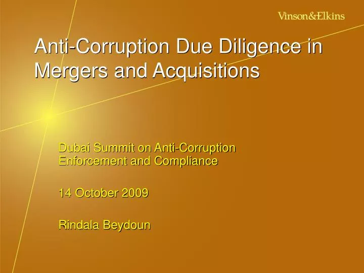 anti corruption due diligence in mergers and acquisitions