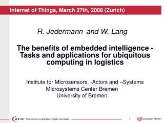 Internet of Things, March 27th, 2008 (Zurich)