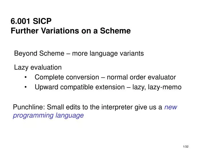 6 001 sicp further variations on a scheme