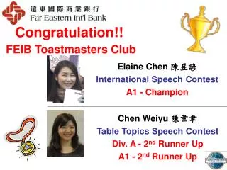Congratulation!! FEIB Toastmasters Club