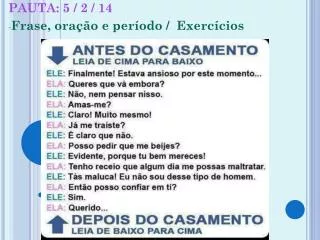 pauta 5 2 14 frase ora o e per odo exerc cios