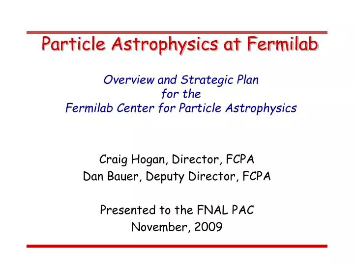 particle astrophysics at fermilab
