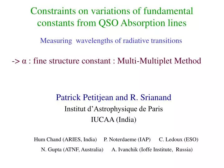 constraints on variations of fundamental constants from qso absorption lines