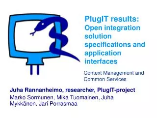 PlugIT results: Open integration solution specifications and application interfaces