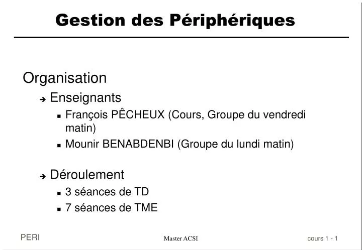 gestion des p riph riques