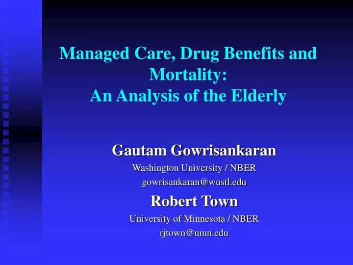 managed care drug benefits and mortality an analysis of the elderly