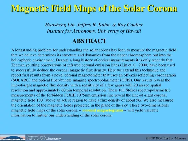 magnetic field maps of the solar corona