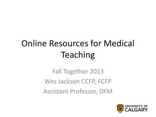 Online Resources for Medical Teaching