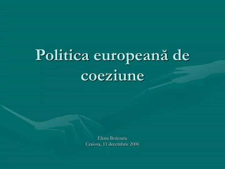 politica european de coe ziune