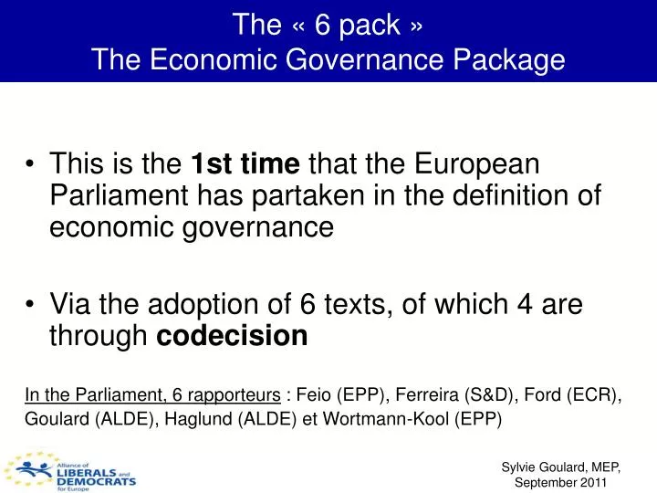 the 6 pack the economic governance package