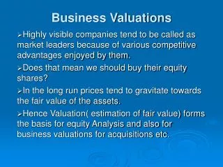 Business Valuations