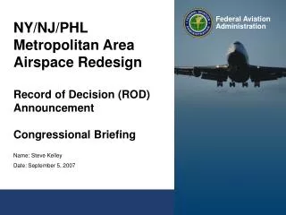 NY/NJ/PHL Metropolitan Area Airspace Redesign Record of Decision (ROD) Announcement