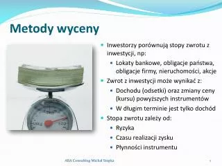 metody wyceny