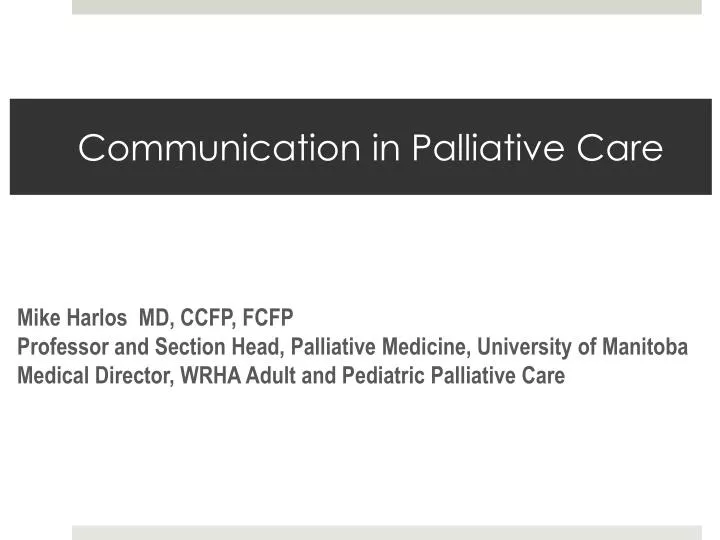 communication in palliative care