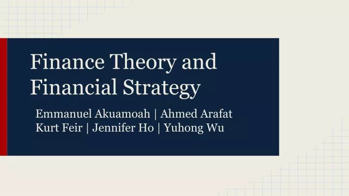 finance theory and financial strategy