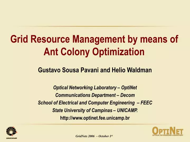 grid resource management by means of ant colony optimization
