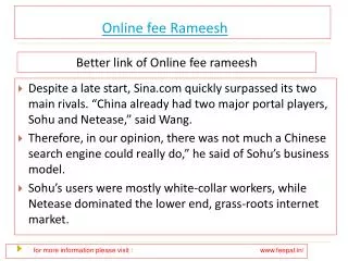 Useful information about online fee rameesh