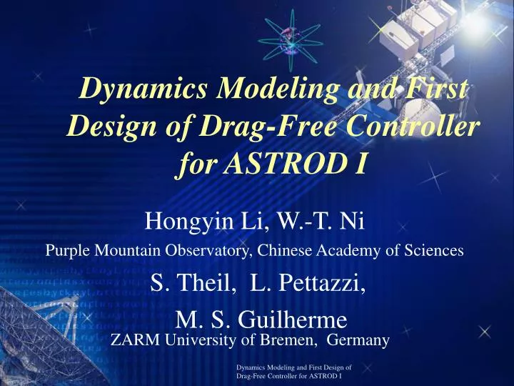 dynamics modeling and first design of drag free controller for astrod i