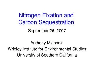 Nitrogen Fixation and Carbon Sequestration