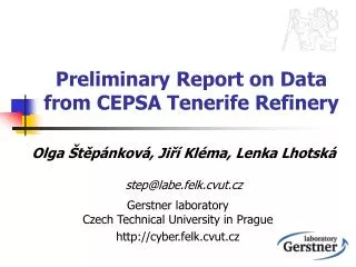 Preliminary Report on Data from CEPSA Tenerife Refinery