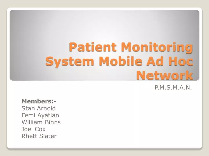 patient monitoring system mobile ad hoc network