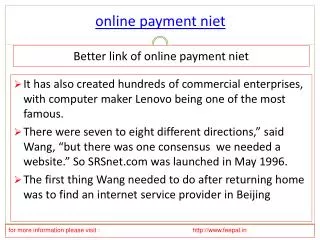 Useful information about online payment niet