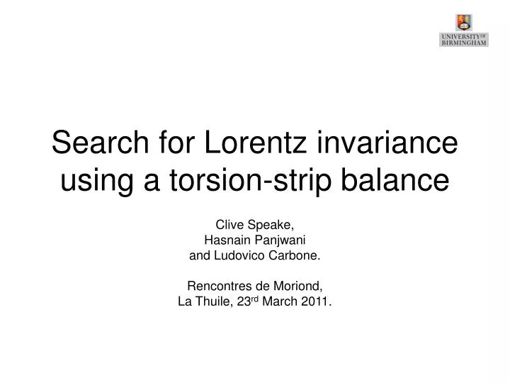 search for lorentz invariance using a torsion strip balance