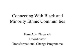 Connecting With Black and Minority Ethnic Communities