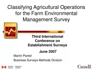 Classifying Agricultural Operations for the Farm Environmental Management Survey