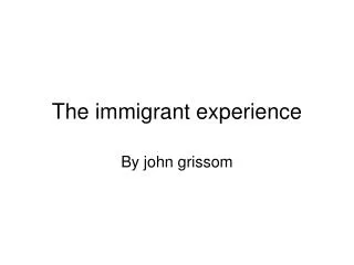 The immigrant experience