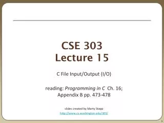 CSE 303 Lecture 15