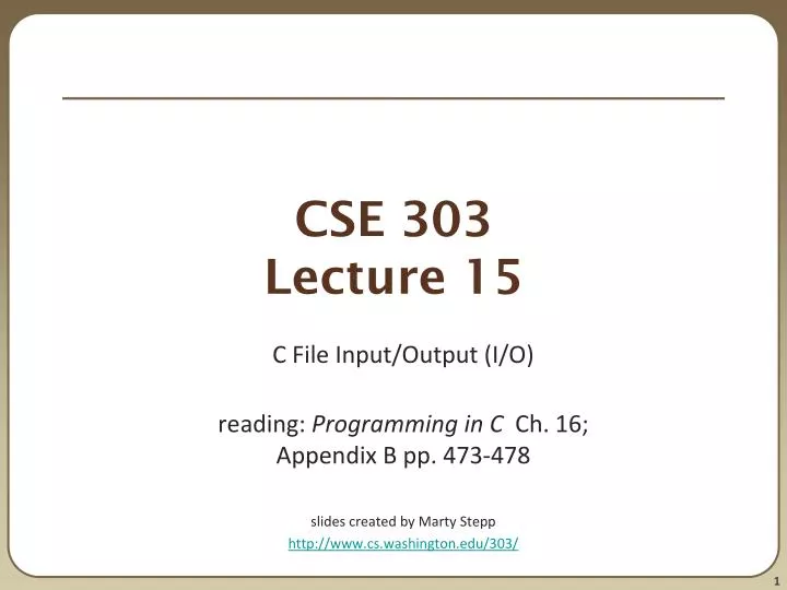 cse 303 lecture 15