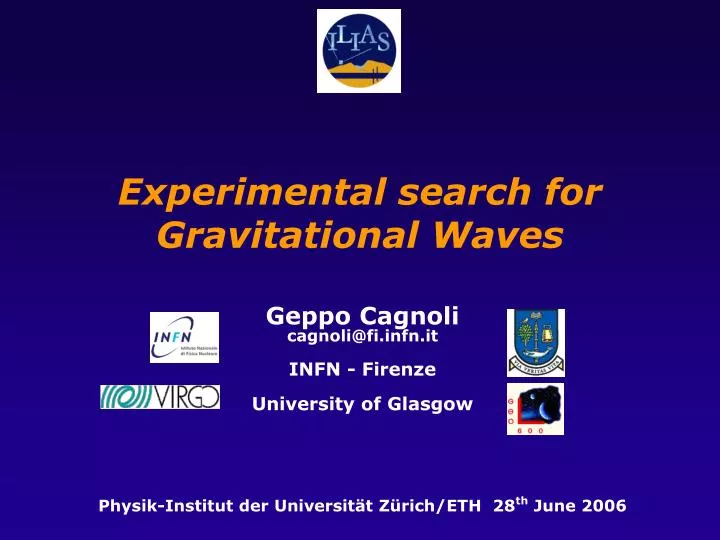 experimental search for gravitational waves