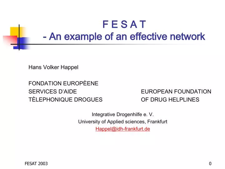 f e s a t an example of an effective network