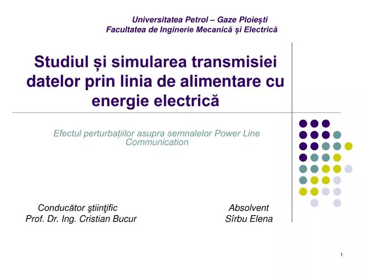 studiul i simularea transmisiei datelor prin linia de alimentare cu energie electric