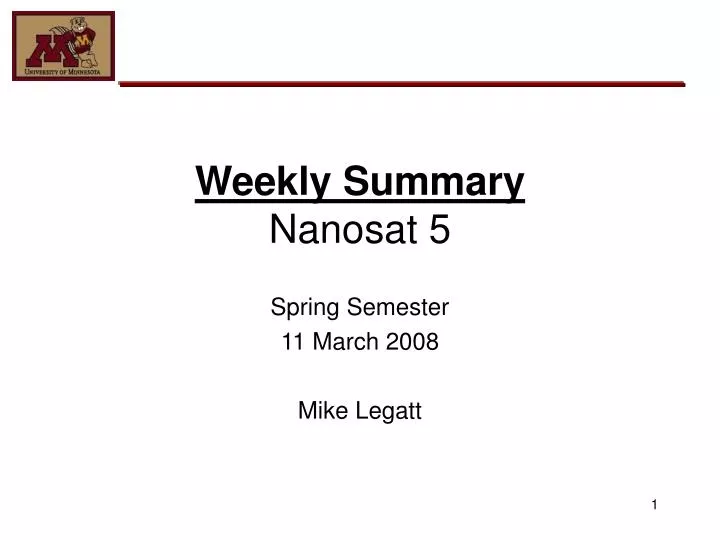weekly summary nanosat 5