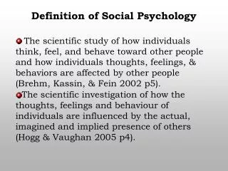 Definition of Social Psychology