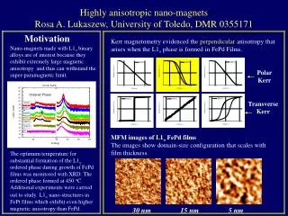 Highly anisotropic nano-magnets Rosa A. Lukaszew, University of Toledo, DMR 0355171