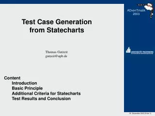 Test Case Generation from Statecharts