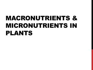 MACRONUTRIENTS &amp; MICRONUTRIENTS IN PLANTS