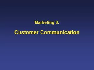 Customer Communication