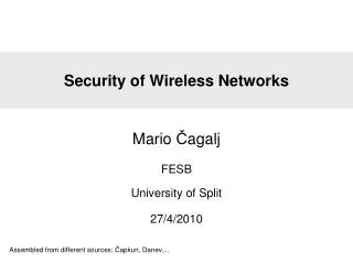 Security of Wireless Networks