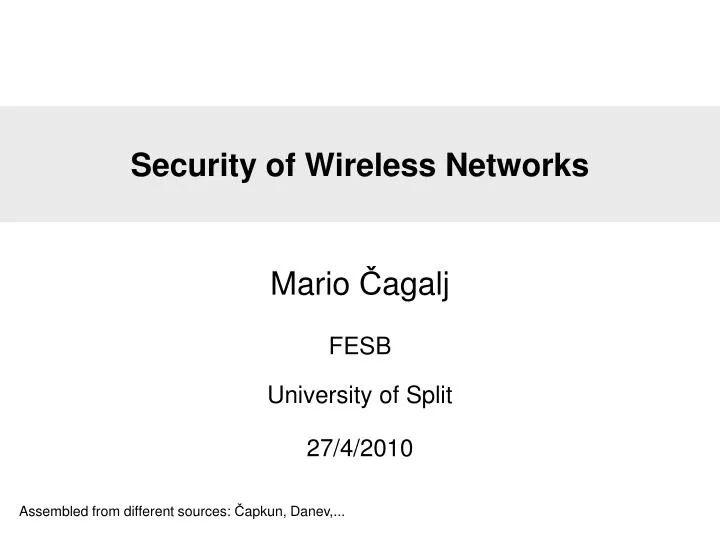 security of wireless networks