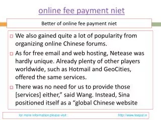 Useful information about online fee payment niet